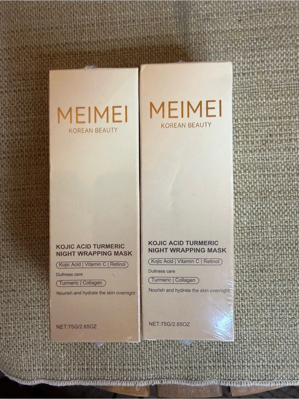 New MEIMEI Kojic Acid Turmeric Night Wrapping Mask - Beige Packaging 2 boxes
